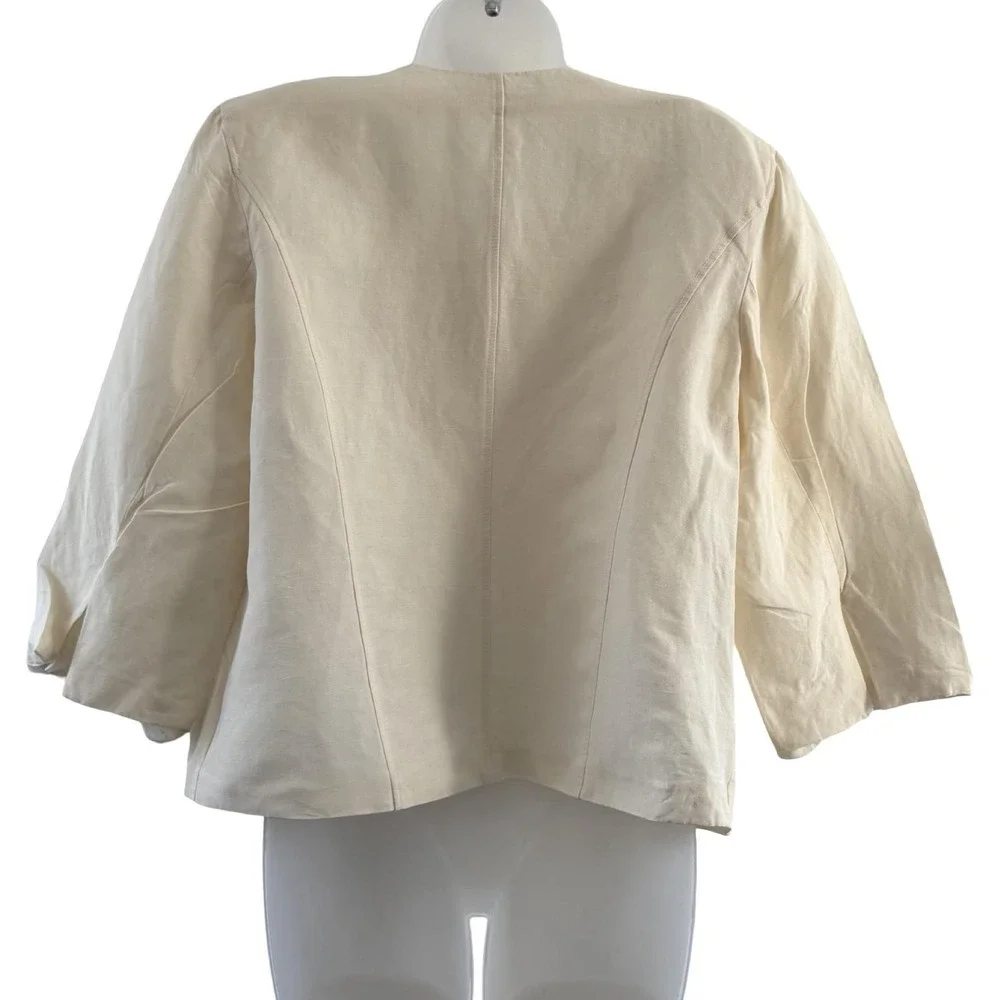 Vintage Max Mara Jacket Womens Large White Linen Silk Cropped Made‎ Italy Blazer